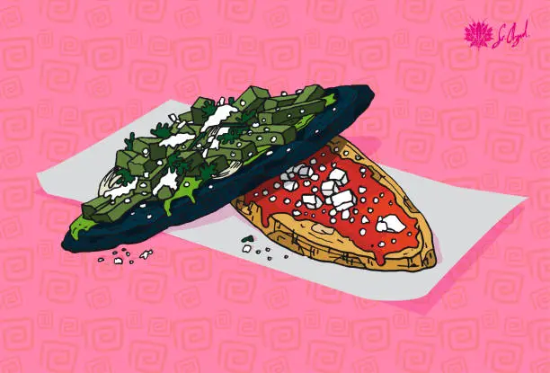 Vector illustration of mexican street food, tlacoyos