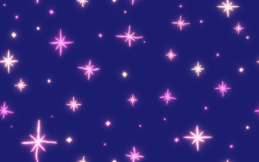 Seamless night sky stars sparkle glow background pattern.
