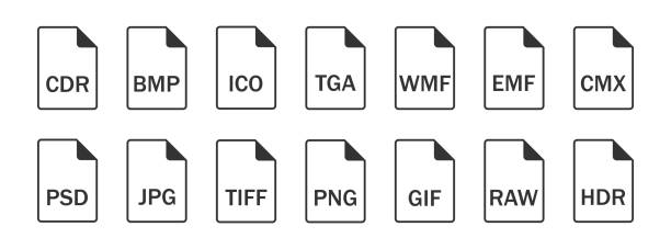 File formats icon set. Documents group types html symbol. Sign computer elements vector. File formats icon set. Documents group types html illustration symbol. Sign computer elements vector. presentation formats stock illustrations
