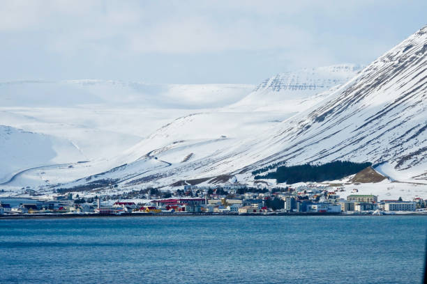 istock Winter landscape with village 1389731485