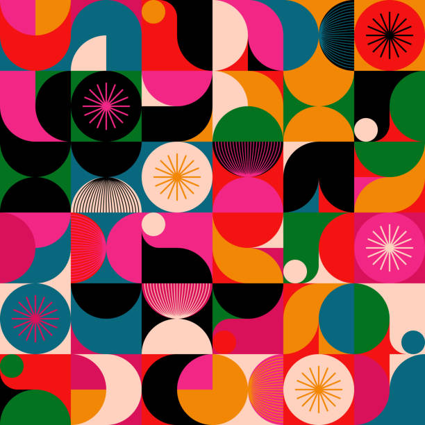 illustrations, cliparts, dessins animés et icônes de style boho inspired vector graphic pattern artwork réalisé avec des formes décoratives abstraites - très tendance