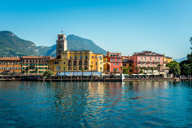 Riva del Garda at Lake Garda in Italy stock photo