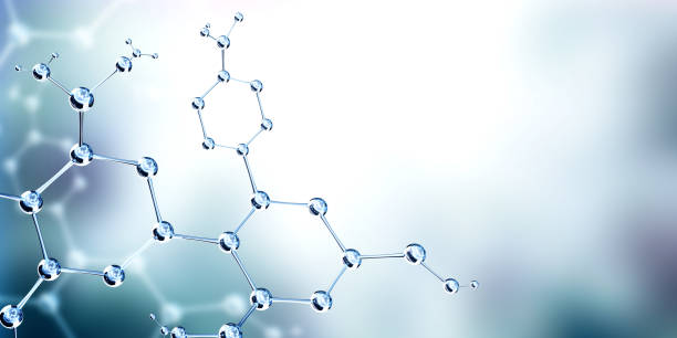 istock Horizontal banner with models of abstract molecular structure. Science or education background with atom model 1389733724
