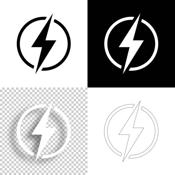 ilustrações de stock, clip art, desenhos animados e ícones de power - lightning. icon for design. blank, white and black backgrounds - line icon - black background flash