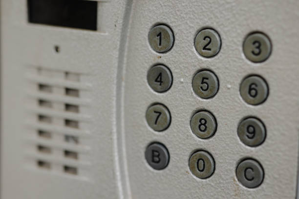 istock close up of a door, close up intercoms 1389737808