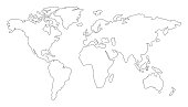 istock Hand drawn world map in minimalist style. Vector illustration. 1389739679