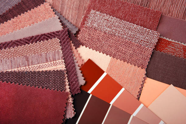 primer plano de la paleta de tela de tapicería de elección para interiores - textured upholstered choice colors fotografías e imágenes de stock