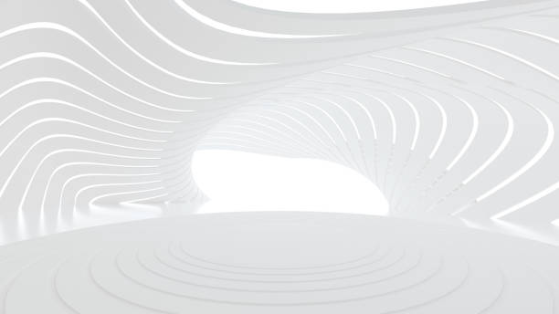 istock Modern, Abstract, Wavy White Empty Space Round Pedestal Background - 3D Illustration 1389742104