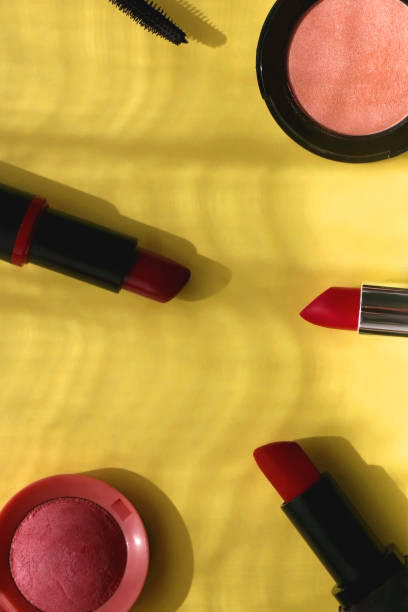 istock Make Up Products on Yellow Background 1389742703