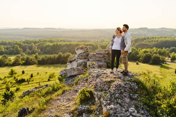 Free Stock Photo of Couple Standing on Top of Hill | Download Free ...