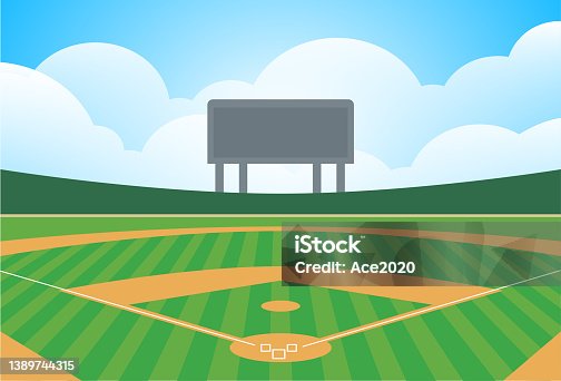 istock Vector baseball field baseball diamond baseball stadium stock illustration 1389744315