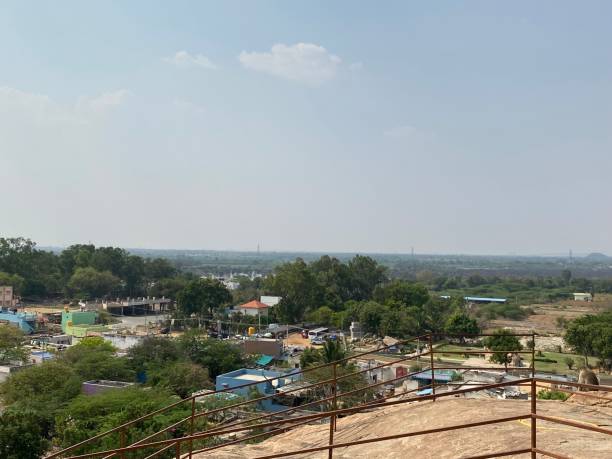 Areal view from mountain village in India