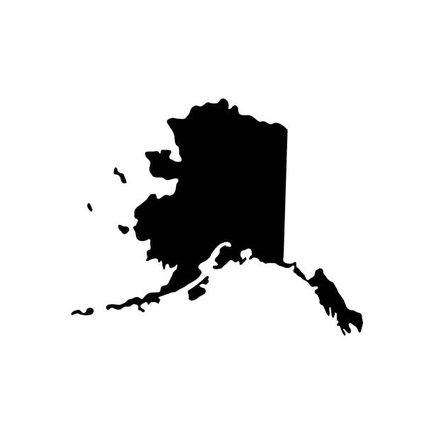 hochwertige umrisskarte von alaska ist ein bundesstaat der vereinigten staaten. vektorillustration. - alaska stock-grafiken, -clipart, -cartoons und -symbole