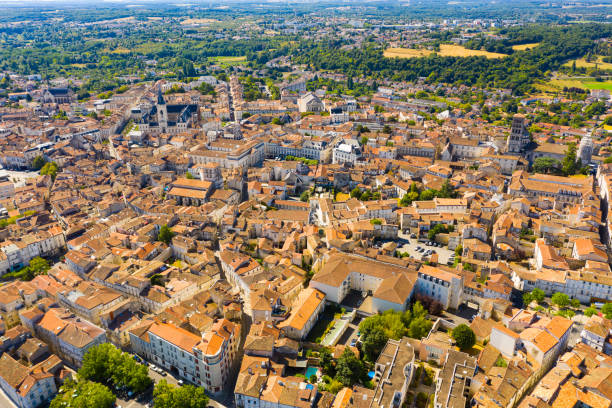 istock Flight over the city Angouleme on summer day 1389746807