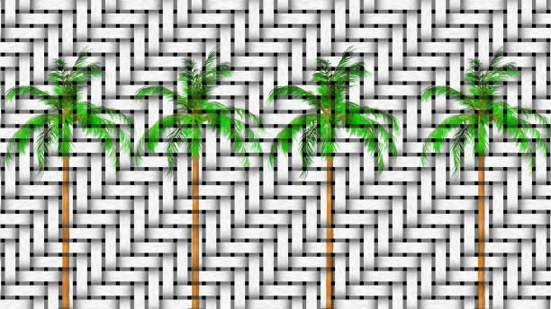 Queen Palm Tree Grid Art Botanical 3D Rendering Queen Palm Tree Grid Art Botanical 3D Rendering syagrus stock pictures, royalty-free photos & images