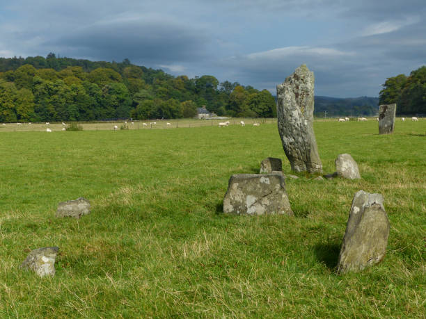 nether largie standing stones, kilmartin, scotland - european culture megalith observatory rock 뉴스 사진 이미지
