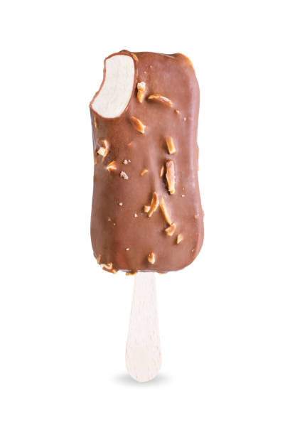 istock Vanilla ice cream with crispy nuts and chocolate glaze on a stick on a white isolated background 1389755530