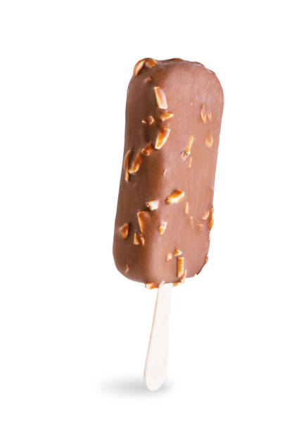 istock Vanilla ice cream with crispy nuts and chocolate glaze on a stick on a white isolated background 1389755531