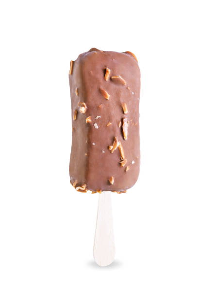 istock Vanilla ice cream with crispy nuts and chocolate glaze on a stick on a white isolated background 1389755649