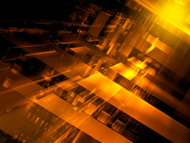 istock Golden tech style fractal background - abstract 3d illustration 1389757111