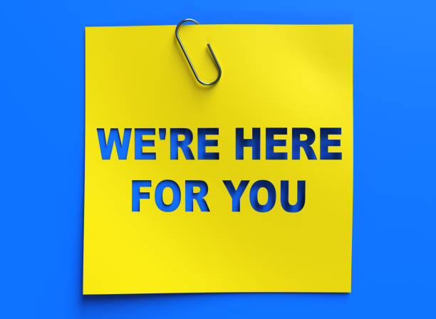 We Are Here For You Sign on Paper of Business We Are Here For You Sign on Paper of Business emotional support stock pictures, royalty-free photos & images