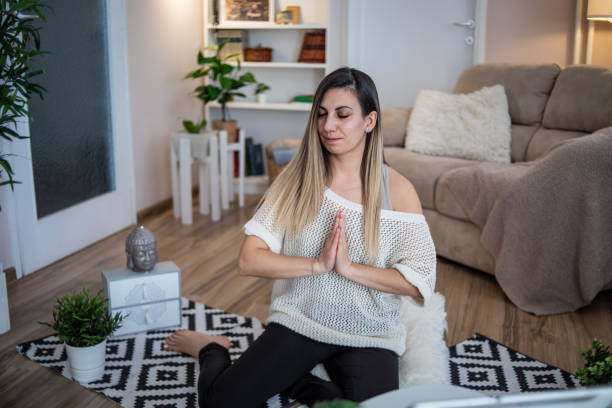 istock Give yourself peace during the day by practicing yoga 1389760831