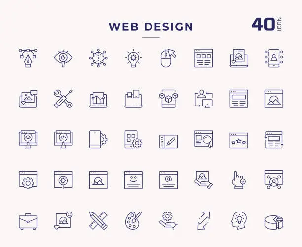 Vector illustration of Web Design Editable Stroke Line Icons