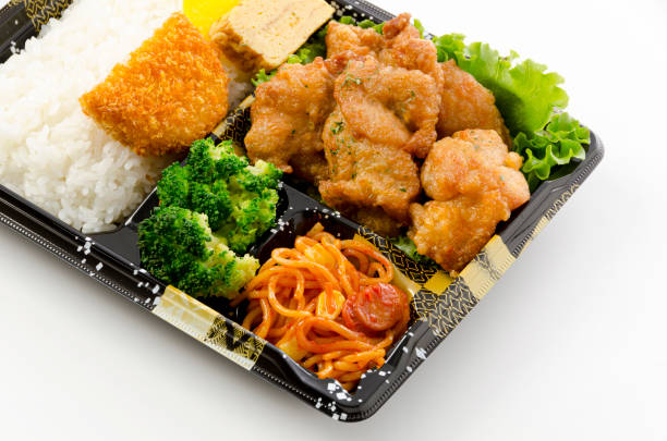Japanese food, karaage bento, fried chicken lunch box