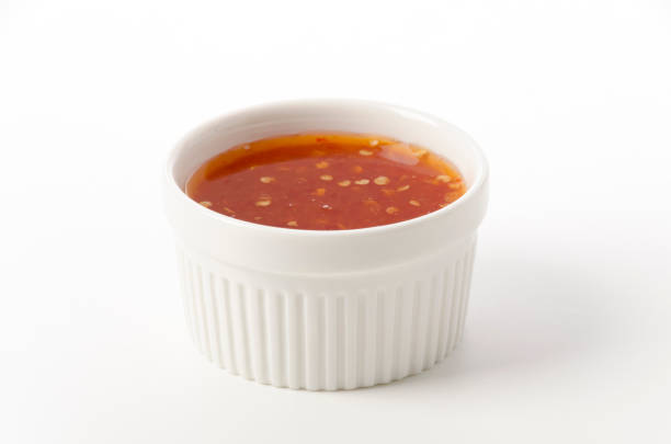 Sweet chili sauce on white background