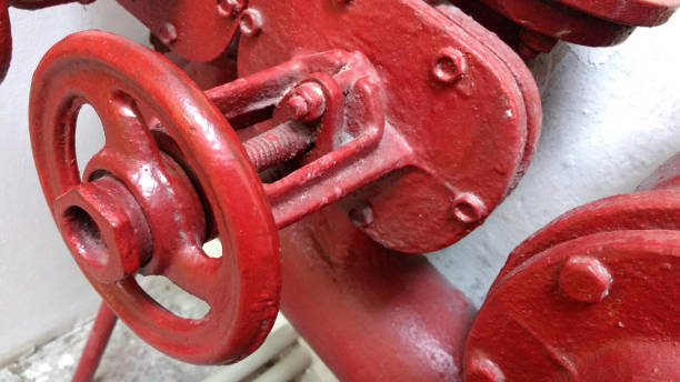 istock Fire hydrants. The red water pipes with spigot. 1389772459