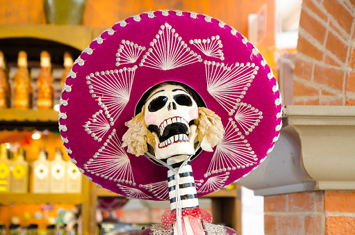 Mexican skeleton mannequin with sideburn