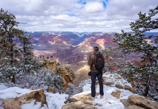 istock Man on winter vacation in the Arizona mountains. 1389774084