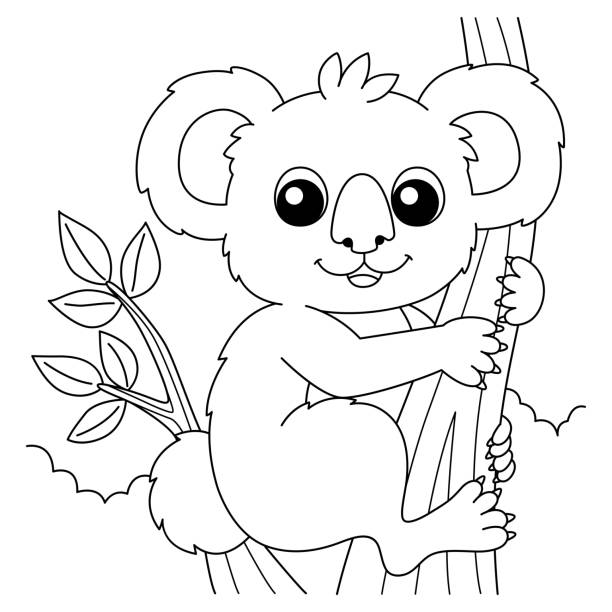 illustrations, cliparts, dessins animés et icônes de page de coloriage d’animaux koala pour les enfants - koala australia cute animal