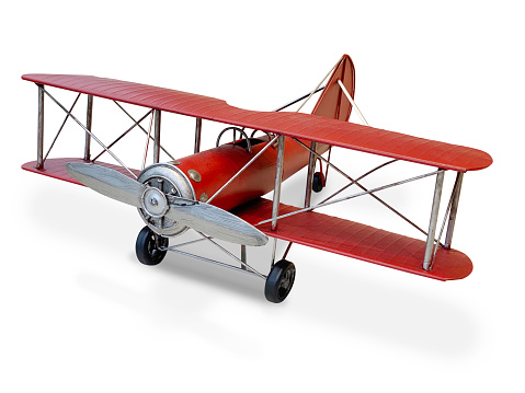 Toy Retro plane with clipping path on white background