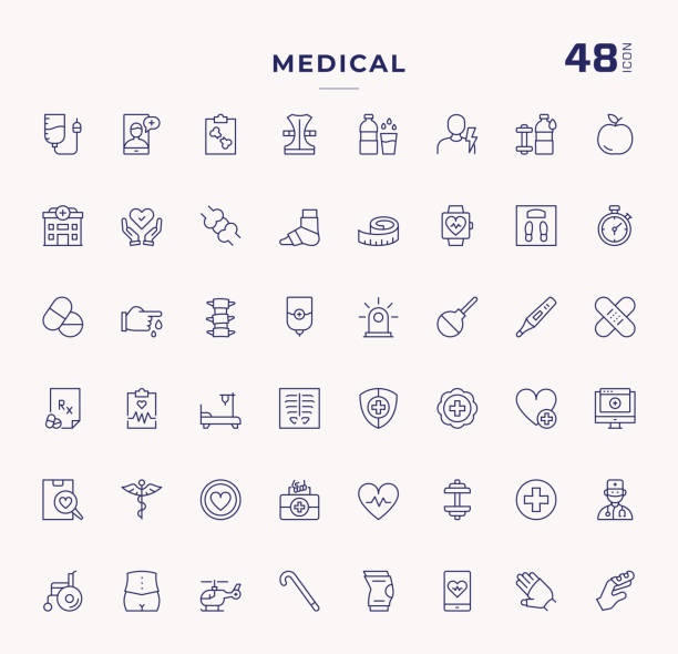 ilustraciones, imágenes clip art, dibujos animados e iconos de stock de iconos de línea de accidente cerebrovascular editables médicamente - laboratorio médico