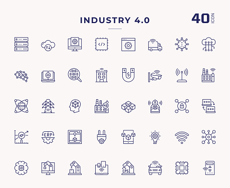 Industry 4.0 Editable Stroke Line Icons