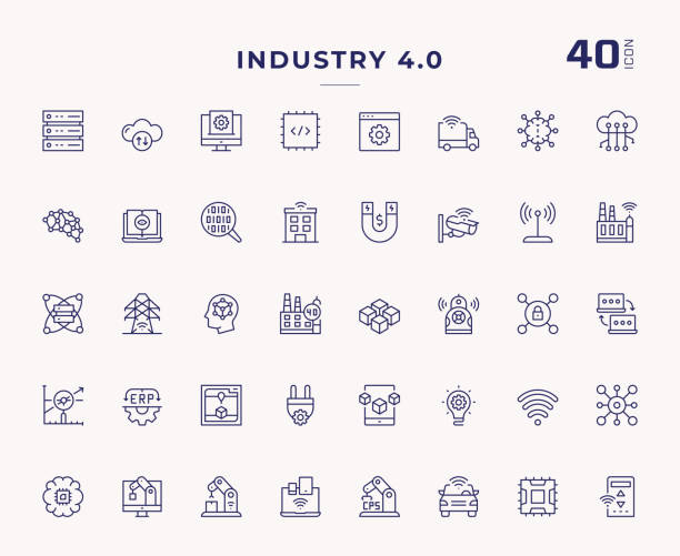 Industry 4.0 Editable Stroke Line Icons Industry 4.0 Editable Stroke Line Icons smart grid stock illustrations