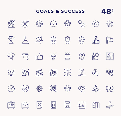 Goals And Success Editable Stroke Line Icons