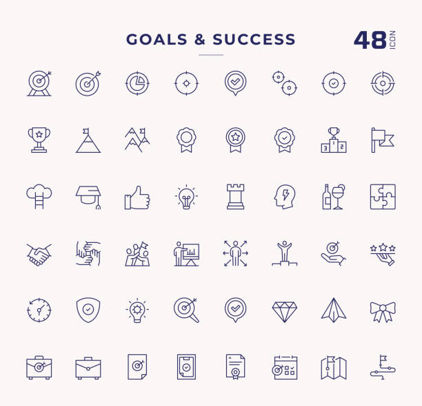 Goals And Success Editable Stroke Line Icons Goals And Success Editable Stroke Line Icons challenge icons stock illustrations