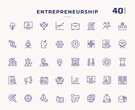 Entrepreneurship Editable Stroke Line Icons