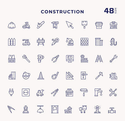 Construction Editable Stroke Line Icons