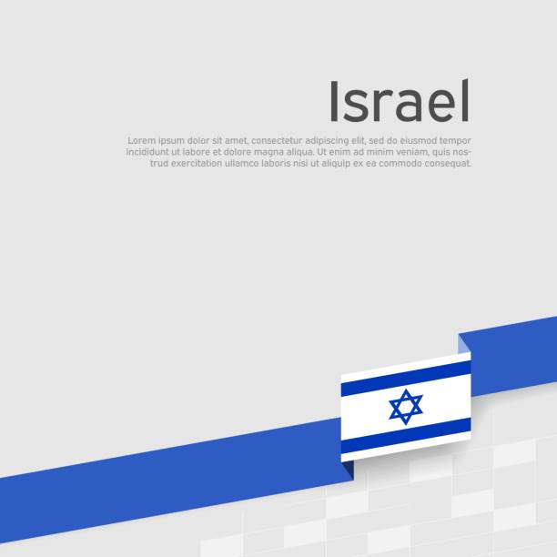 illustrazioni stock, clip art, cartoni animati e icone di tendenza di sfondo bandiera israeliana. colore del nastro della bandiera di israele su sfondo bianco. poster nazionale. design piatto tricolore vettoriale. striscione patriottico israeliano, copertina - israel