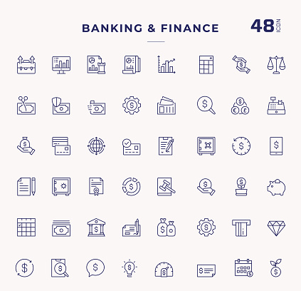 Banking And Finance Editable Stroke Line Icons