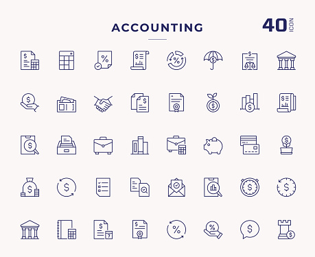 Accounting Editable Stroke Line Icons