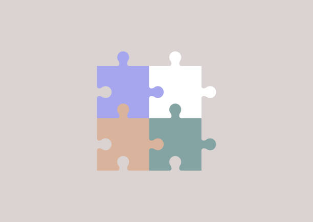 ilustrações de stock, clip art, desenhos animados e ícones de jigsaw puzzle pieces, trouble shooting and teamwork - incomplete puzzle jigsaw puzzle part of