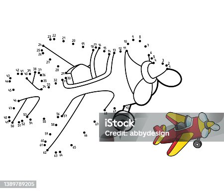 istock Dot to Dot Propeller Plane Isolated Coloring Page 1389789205