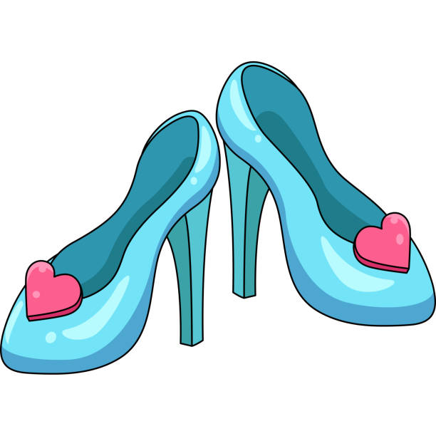 Princess Shoes With Heels Cartoon Colored Clipart Stock