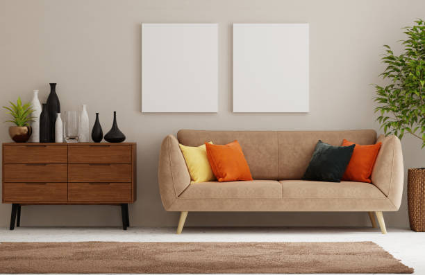 istock photo frame mockup in clean minimalist scandinavian room. 3d rendering 1389790595