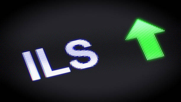 New Shekel exchange rate in the screen. Index up. 3D Illustration.