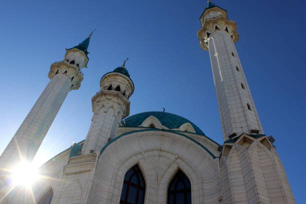 istock The Muslim mosque is visible against the bright blue sky. 1389799937